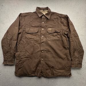 Wolverine Duck Canvas Sherpa Lined Button Shirt Shacket Mens Large Work Brown